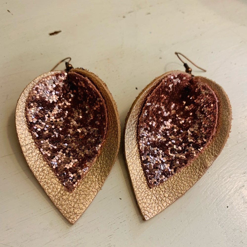 Large rose gold tear drop earrings